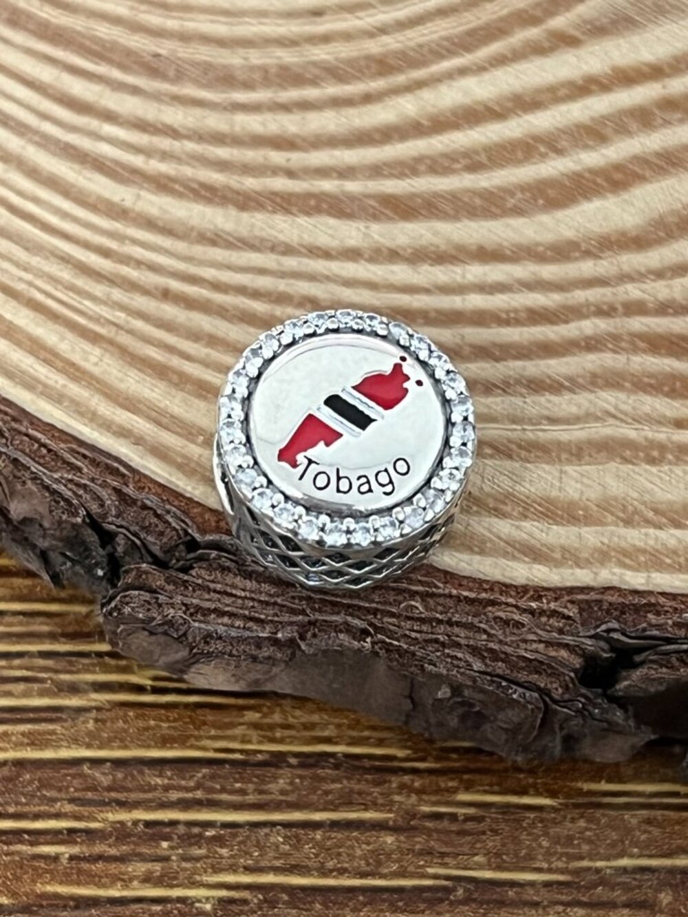 Pandora Republic of Trinidad and Tobago Flag & Map Bead Charm S925 Silver Charm